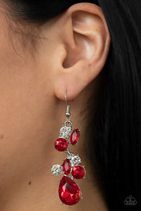 Earrings Fish Hook,Holiday,Red,Rhinestone Reveler Red ✧ Earrings