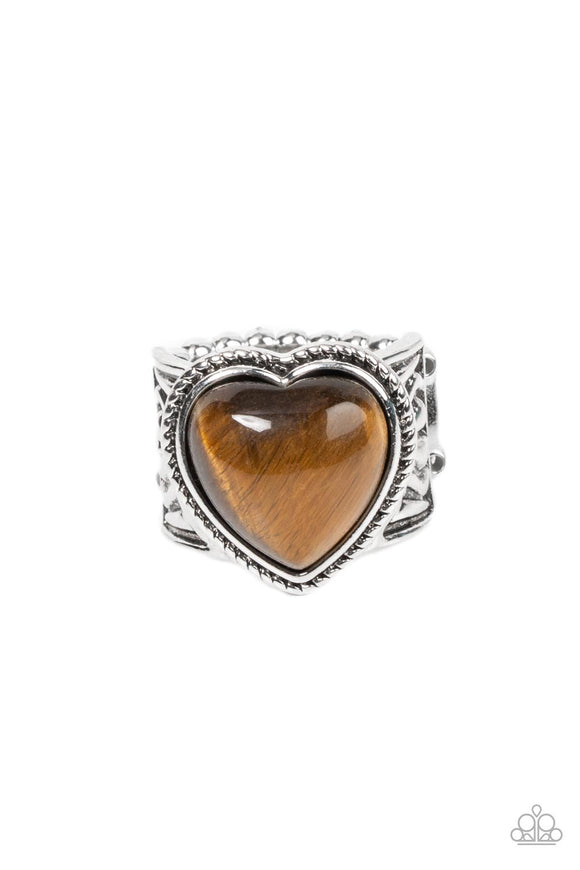 Stone Age Admirer Brown ✧ Tiger's Eye Heart Ring