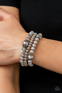 Bracelet Stretchy,Hematite,Silver,Positively Polished Silver ✧ Hematite Stretch Bracelet