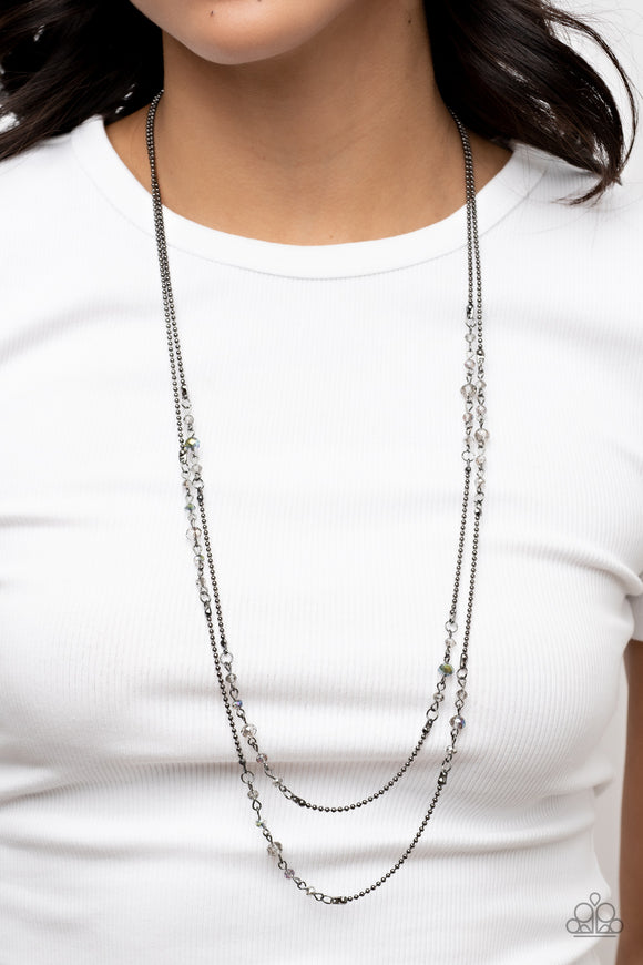 Petitely Prismatic Black ✧ Iridescent Necklace Long