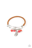 Running a-FOWL Red ✧ Bangle Like Feather Charm Bracelet
