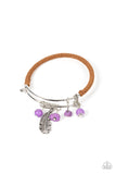 Running a-FOWL Purple ✧ Suede Feather Charm Bracelet