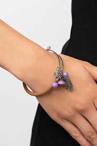 Bracelet Bangle,Bracelet Hook,Purple,Suede,Urban Bracelet,Running a-FOWL Purple ✧ Suede Feather Charm Bracelet