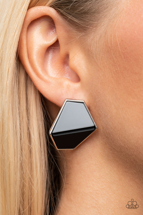 Generically Geometric Black ✧ Post Earrings
