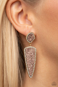 Earrings Post,Gold,Pink,Druzy Desire Gold ✧ Post Earrings