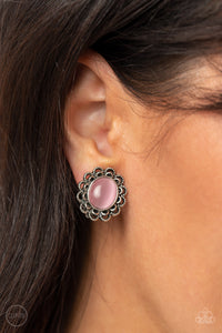 Cat's Eye,Earrings Clip-On,Light Pink,Pink,Garden Gazebo Pink ✧ Cat's Eye Clip-On Earrings