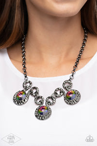 Fan Favorite,Gunmetal,Multi-Colored,Necklace Short,Oil Spill,Hypnotized Multi ✧ Oil Spill Necklace