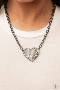Black,Gunmetal,Hearts,Necklace Short,Valentine's Day,Heartbreakingly Blingy Black ✧ Necklace