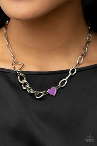 Hearts,Necklace Short,Purple,Silver,Valentine's Day,Little Charmer Purple ✧ Heart Necklace