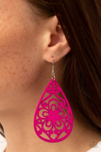 Earrings Fish Hook,Earrings Wooden,Pink,Wooden,Marine Eden Pink ✧ Wooden Earrings