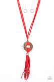 ARTISANS and Crafts Red ✧ Suede Wood Necklace