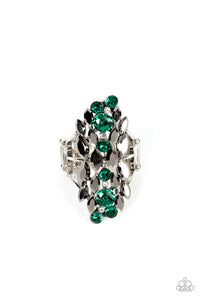 Green,Hematite,Ring Wide Back,Smoky Smolder Green ✧ Hematite Ring