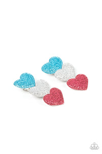 4thofJuly,Blue,Hearts,Multi-Colored,Patriotic,Pink,Silver,Love at First SPARKLE Multi ✧ Heart Hair Clip