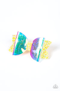 Hair Bow,Iridescent,Multi-Colored,Yellow,Futuristic Favorite Yellow✧ Iridescent Hair Bow Clip