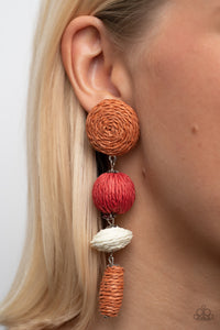 Brown,Earrings Post,Multi-Colored,Red,White,Twine Tango Multi ✧ Post Earrings