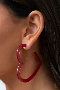 Earrings Acrylic,Earrings Hoop,Hearts,Red,Valentine's Day,Heart-Throbbing Twinkle Red ✧ Acrylic Hoop Earrings