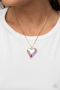 Gold,Hearts,Iridescent,Multi-Colored,Necklace Short,Valentine's Day,Lockdown My Heart Gold ✧ Necklace