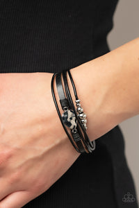 Black,Bracelet Magnetic,Leather,Urban Bracelet,Tahoe Tourist Black ✧ Magnetic Leather Urban Bracelet
