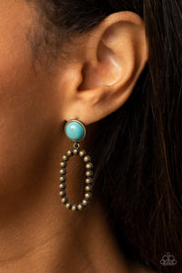 Brass,Earrings Post,Turquoise,Riverbed Refuge Brass ✧ Post Earrings