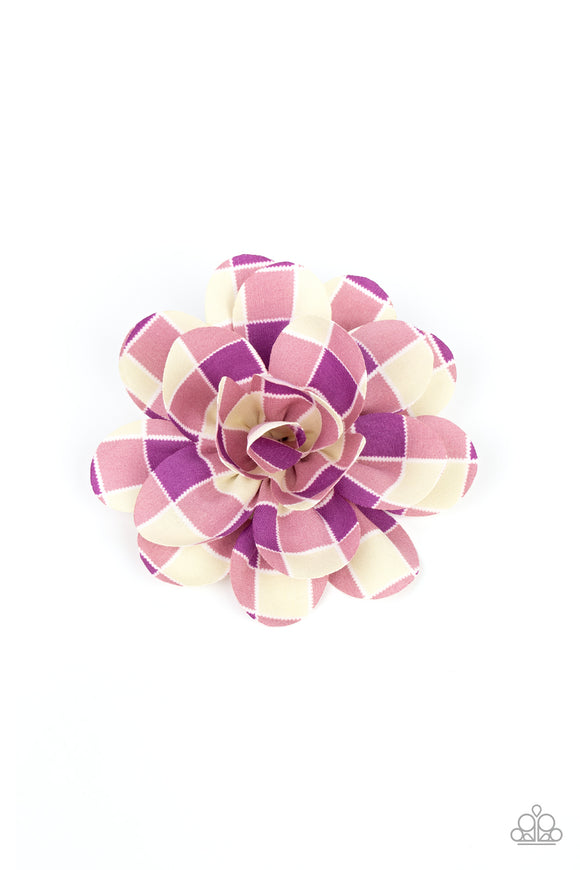 Gingham Garden Purple ✧ Flower Hair Clip