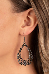 Black,Earrings Fish Hook,Gunmetal,Granada Garland Black ✧ Earrings