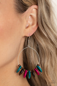 Blue,Brown,Earrings Fish Hook,Earrings Wooden,Multi-Colored,Pink,Wooden,Surf Camp Multi ✧ Wood Bead Earrings