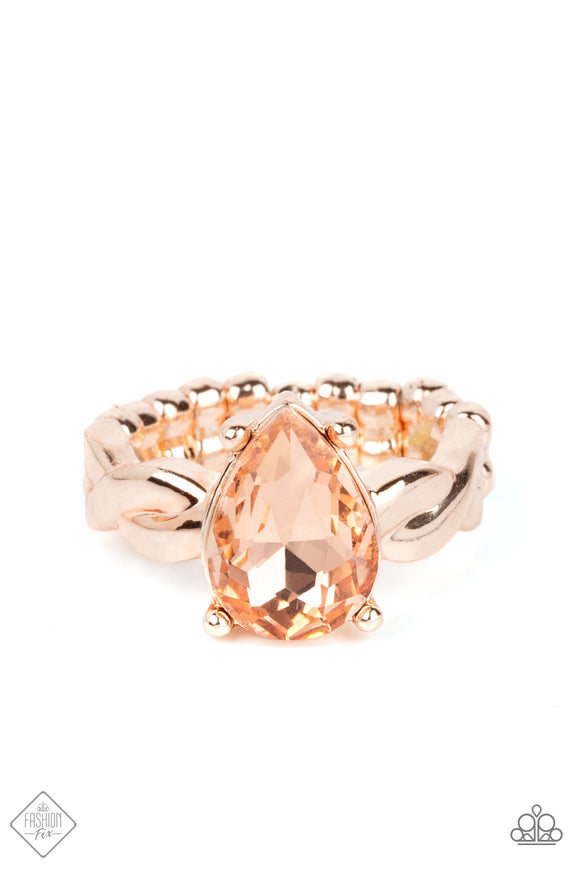 Law of Attraction Rose Gold ✧ Peach Teardrop Ring Fashion Fix Ring