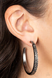 Tick, Tick, Boom! Black ✧ Hematite Hoop Earrings