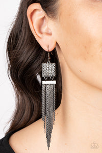 Black,Earrings Fish Hook,Gunmetal,Hematite,Dramatically Deco Black ✧ Hematite Earrings