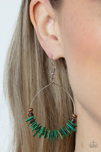Brown,Earrings Fish Hook,Earrings Wooden,Green,Wooden,Hawaiian Kiss Green ✧ Wood Accent Earrings