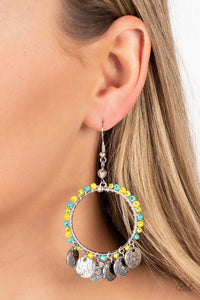 Blue,Earrings Fish Hook,Green,Multi-Colored,Silver,Yellow,Bohemian Beach Blast Green ✧ Earrings