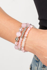 Bracelet Stretchy,Light Pink,Pink,Silver,Shoreside Stroll Pink ✧ Stretch Bracelet