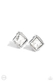 Sparkle Squared White ✧ Clip-On Earrings
