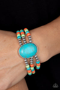 Bracelet Stretchy,Green,Multi-Colored,Orange,Turquoise,Stone Pools Multi ✧ Stretch Bracelet