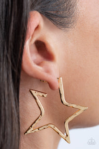 4thofJuly,Earrings Hoop,Gold,Holiday,Stars,All-Star Attitude Gold ✧ Star Hoop Earrings