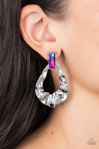 Earrings Post,Iridescent,Pink,Silver,Metro Meltdown Pink ✧ Iridescent Post Earrings