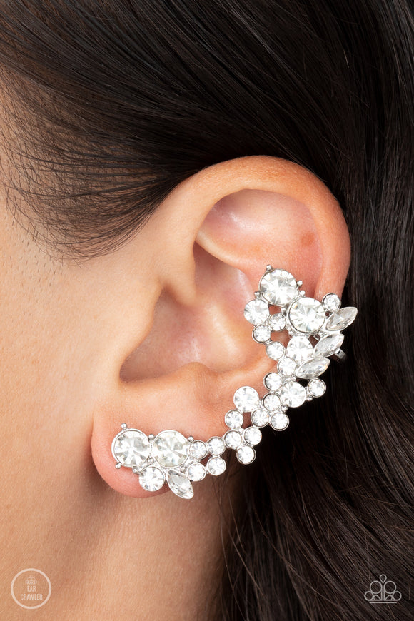 Astronomical Allure White ✧ Ear Crawler Post Earrings