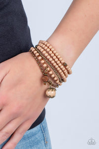 Bracelet Stretchy,Bracelet Wooden,Brass,Brown,Copper,Epic Escapade Brown ✧ Stretch Bracelet