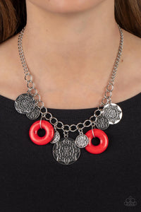 Necklace Short,Red,Silver,Western Zen Red ✧ Necklace