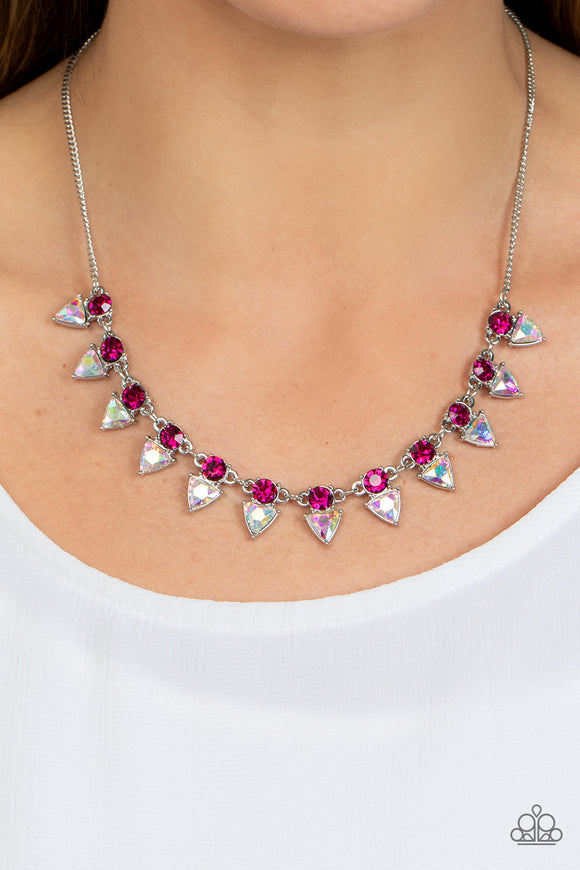 Razor-Sharp Refinement Pink ✧ Iridescent Necklace