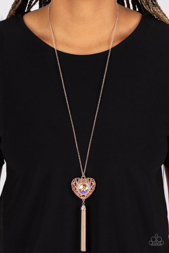 Prismatic Passion Rose Gold ✧ Iridescent Heart Necklace