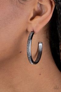 Black,Earrings Hoop,Favorite,Gunmetal,Flash Freeze Black ✧ Hoop Earrings