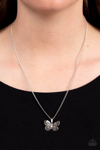 Butterfly,Iridescent,Necklace Short,Silver,White,High-Flying Fashion White ✧ Iridescent Butterfly Necklace