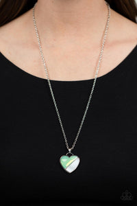 Green,Hearts,Necklace Medium,Necklace Short,Valentine's Day,Nautical Romance Green ✧ Heart Necklace