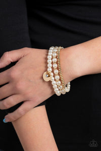 Bracelet Stretchy,Gold,White,Pearly Professional Gold ✧ Stretch Bracelet