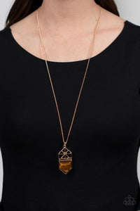 Brown,Gold,Necklace Long,Tiger's Eye,Trailblazing Talisman Brown ✧ Tiger's Eye Necklace