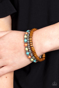 Blue,Bracelet Stretchy,Brown,Green,Multi-Colored,Orange,Turquoise,ESCAPADE Route Multi ✧ Stretch Bracelet