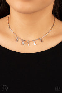 Inspirational,Necklace Choker,Necklace Short,Silver,Say My Name Silver ✧ Smile Choker Necklace