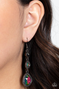 Earrings Fish Hook,Gunmetal,Hematite,Multi-Colored,Oil Spill,Dripping Self-Confidence Multi ✧ Hematite Oil Spill Earrings