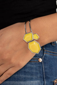 Bracelet Hinged,Yellow,Tourist TRAPEZOID Yellow ✧ Hinged Bracelet